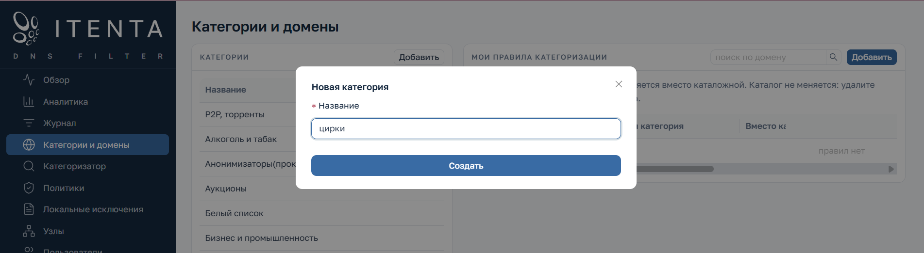 Рисунок 8 — созданная собственная категория «Экспертная категория»